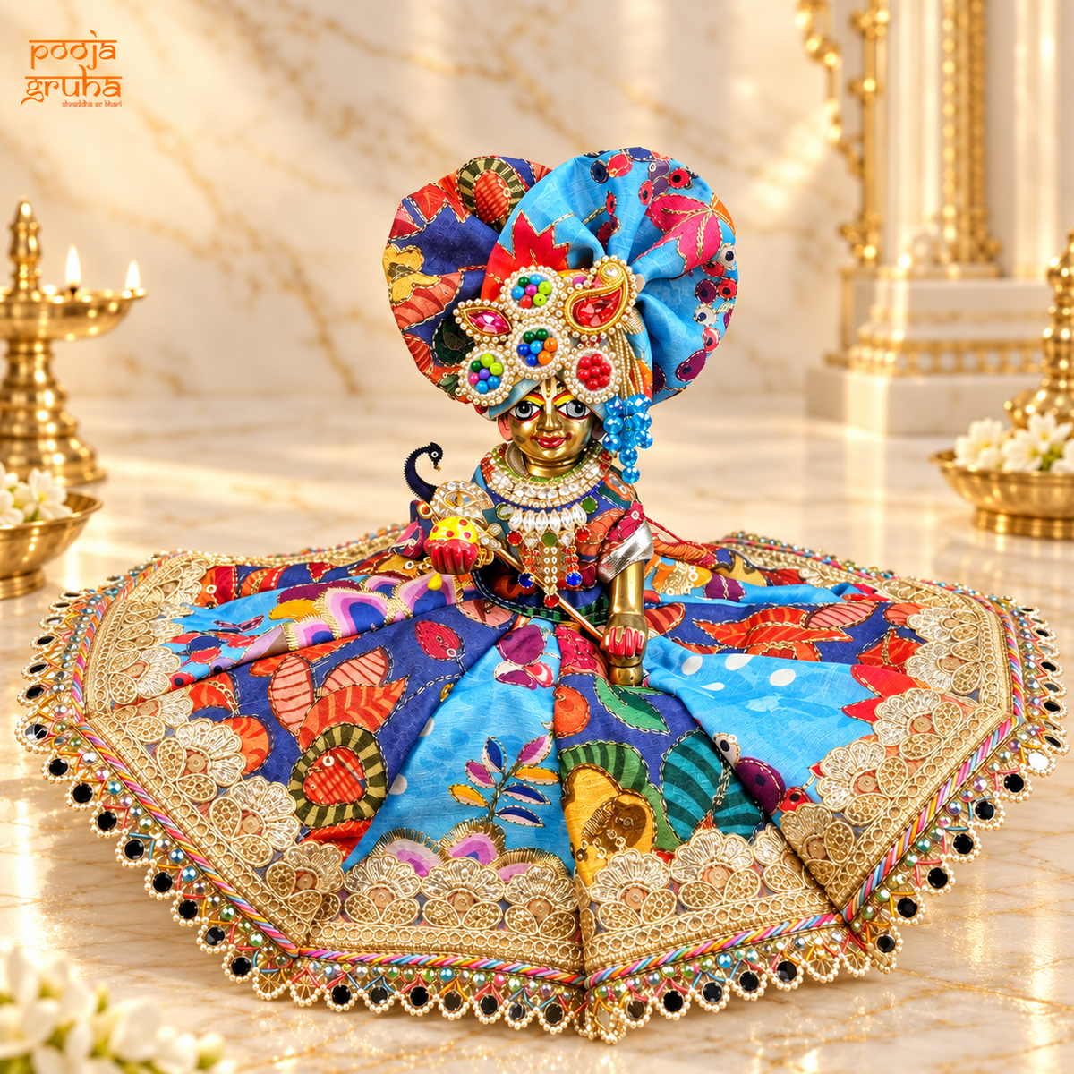 Neel Madhav | Navratri Special Multicolour Radha Rani & Laddu Gopal Dress Set