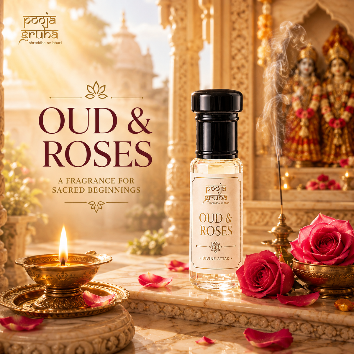 OUD & ROSES Divine Handcrafted Attar from Kannauj for Mandir | Pooja Gruha