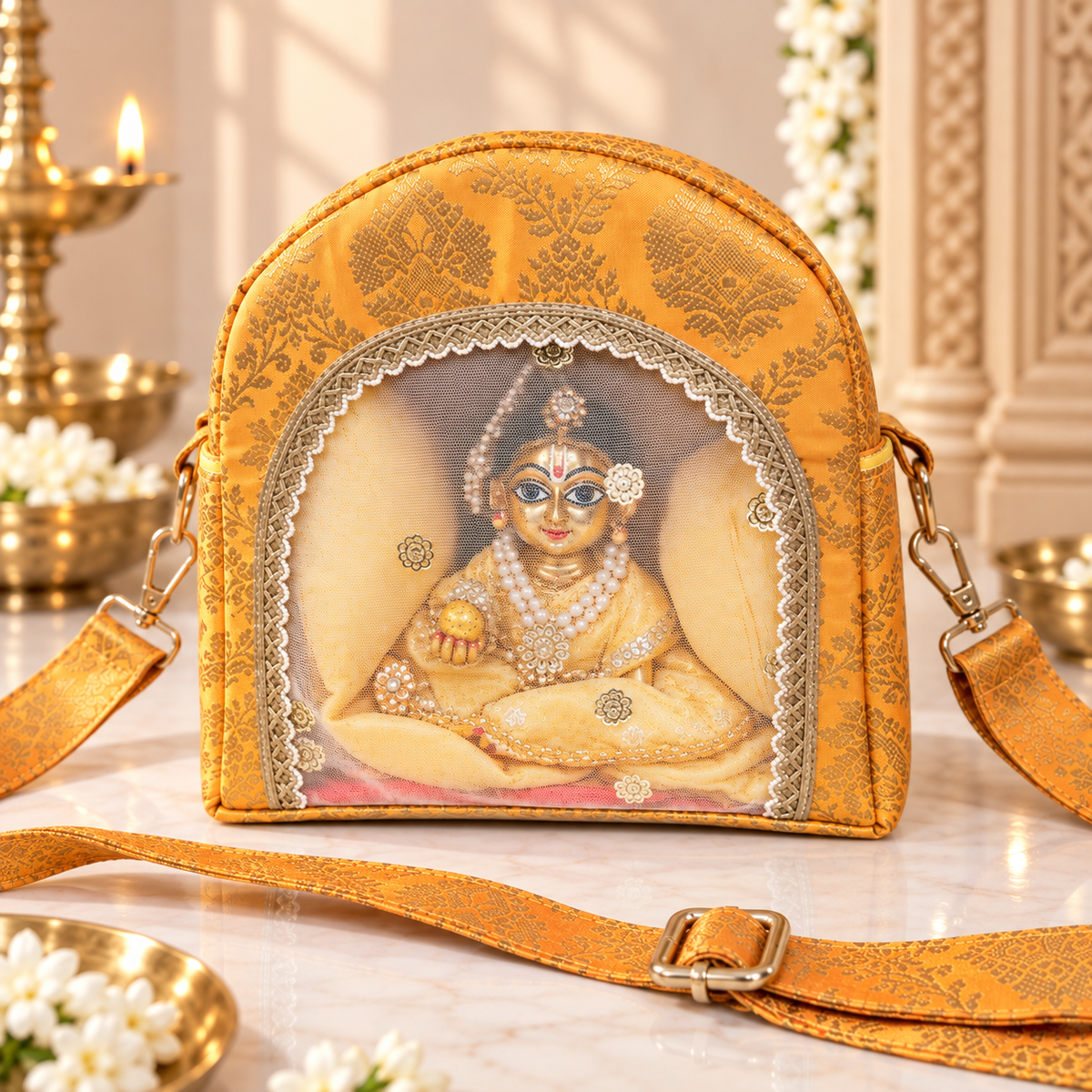Pitamber Laddu Gopal Travel Bag | Pooja Gruha
