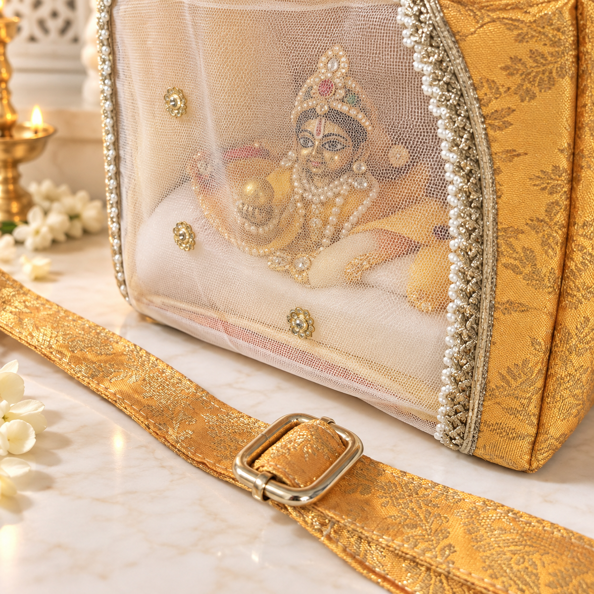 Pitamber Laddu Gopal Travel Bag | Pooja Gruha