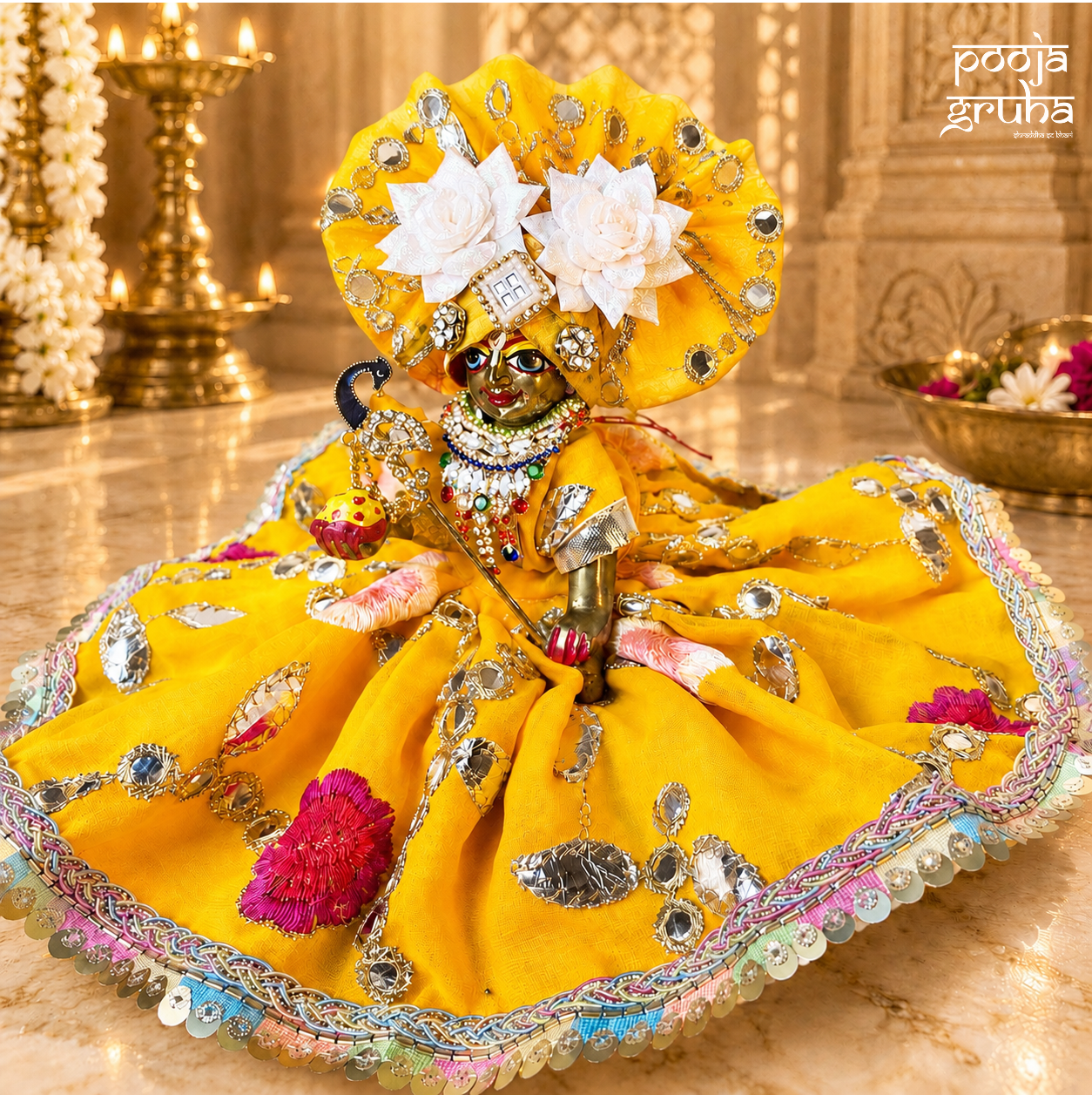Kesariya Shringar Radha Rani & Laddu Gopal Dress Set