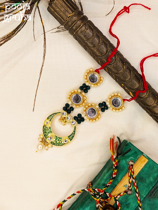 Beaded Crescent Pendant Necklace