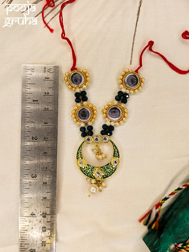 Beaded Crescent Pendant Necklace
