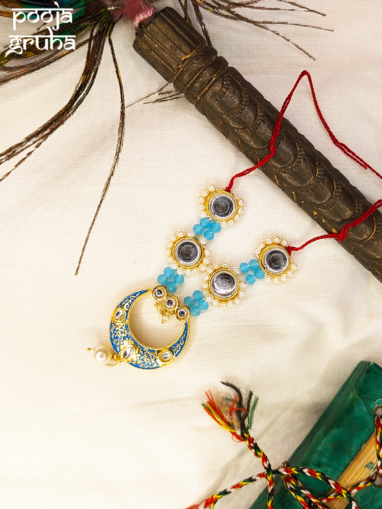 Beaded Crescent Pendant Necklace