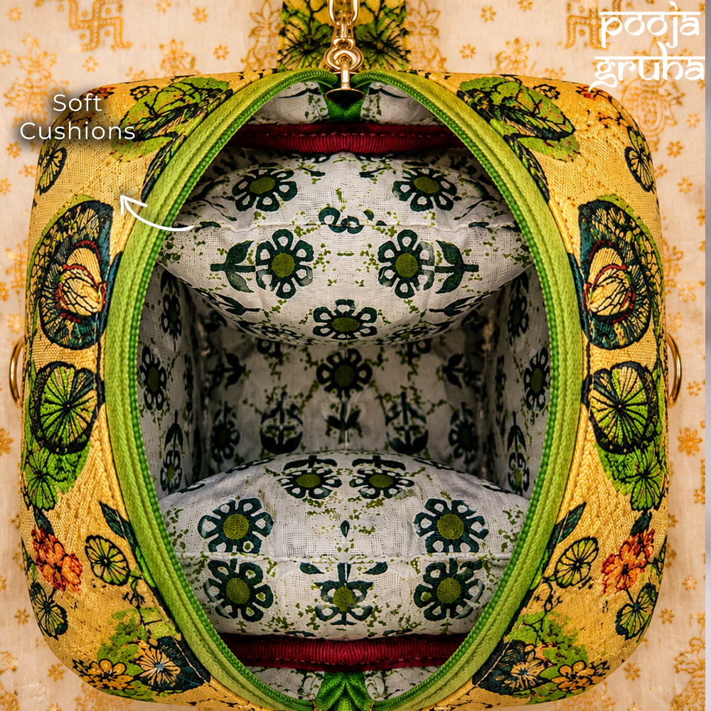 Premium Summer Laddu Gopal Travel Bag with Cushion | Pooja Gruha
