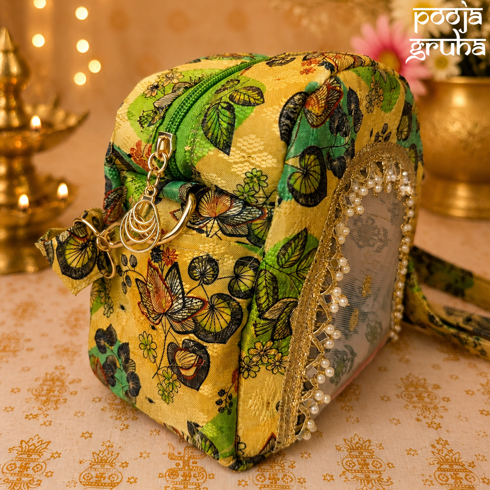 Premium Summer Laddu Gopal Travel Bag with Cushion | Pooja Gruha