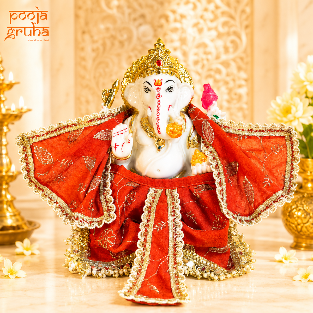 Divya Kesariya Ganesh Ji Dhoti Set