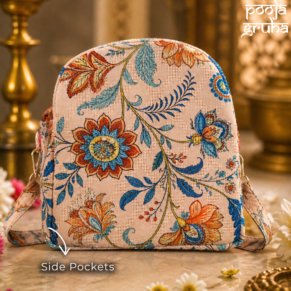 Premium Cotton Laddu Gopal Travel Bag with Cushion | Pooja Gruha
