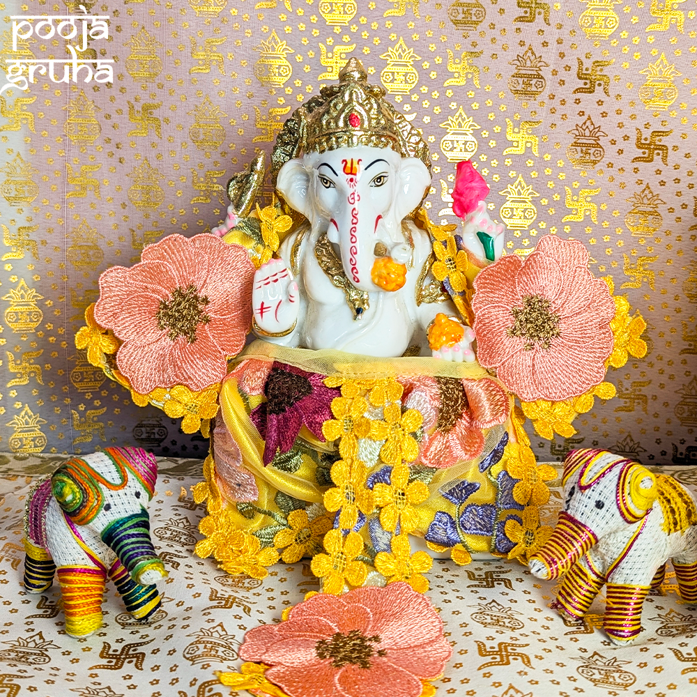 Pushpa Vastra Laxmi Ganesh Dress Set
