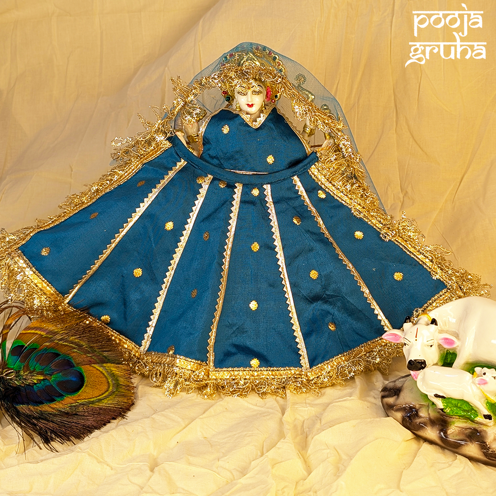 Neel – Navy Blue Silk Navratri Dress for Mata Rani