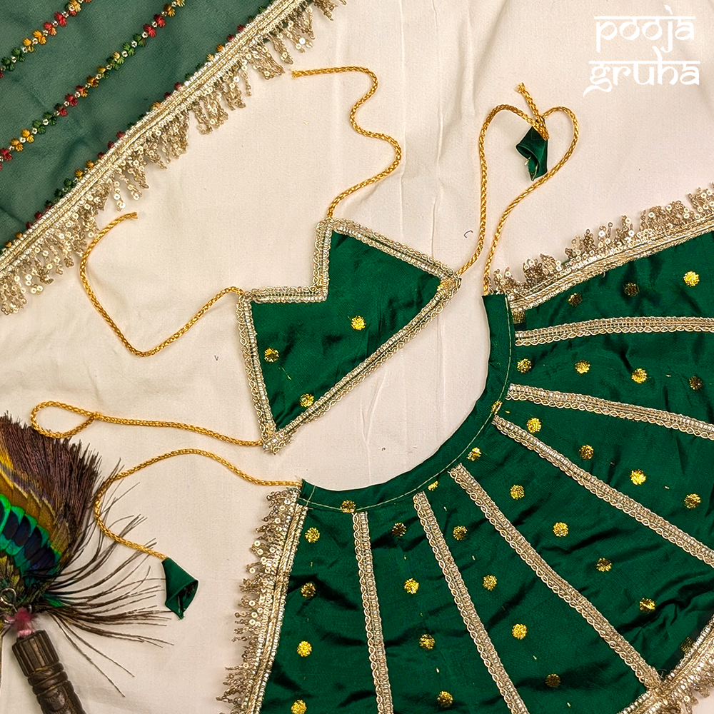 Harit – Emerald Green Silk Navratri Dress for Mata Rani