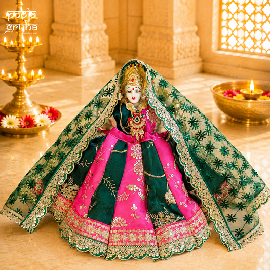 Gulabi Neel Shringar Mata Rani Dress Set