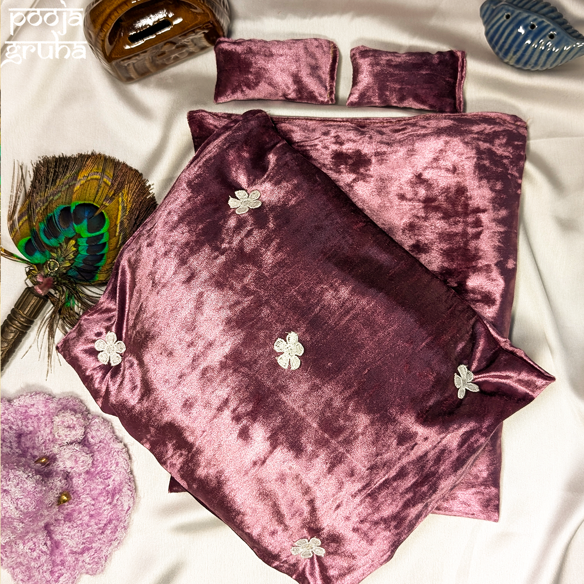 Neelamadhurya Velvet Quilt & Mattress Set for Laddu Gopal