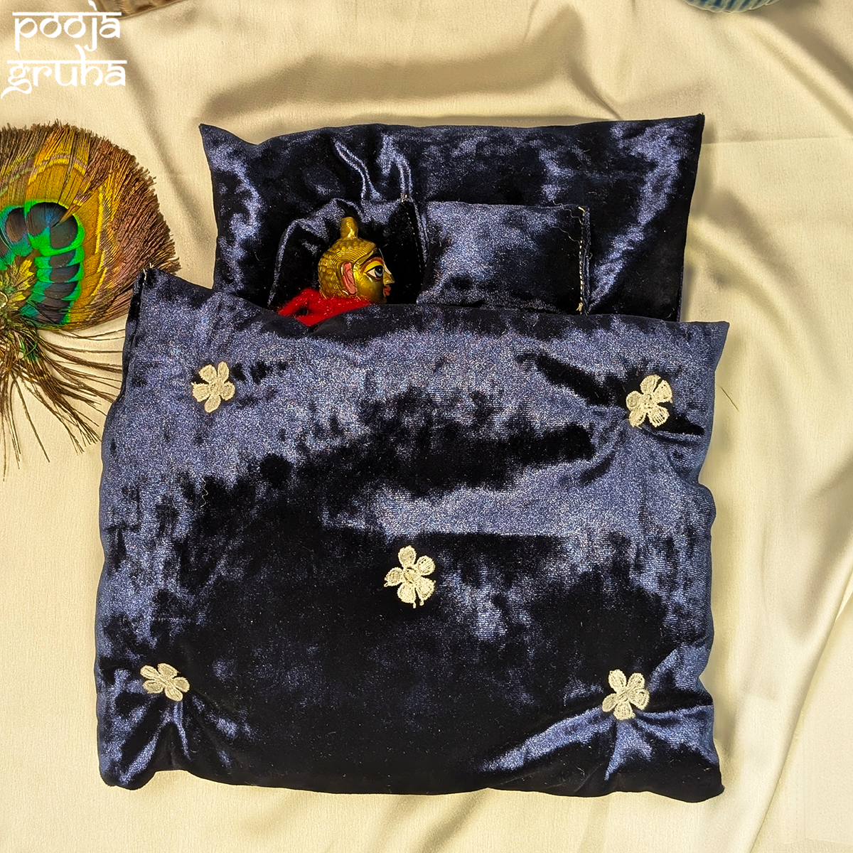 Neelamadhurya Velvet Quilt & Mattress Set for Laddu Gopal