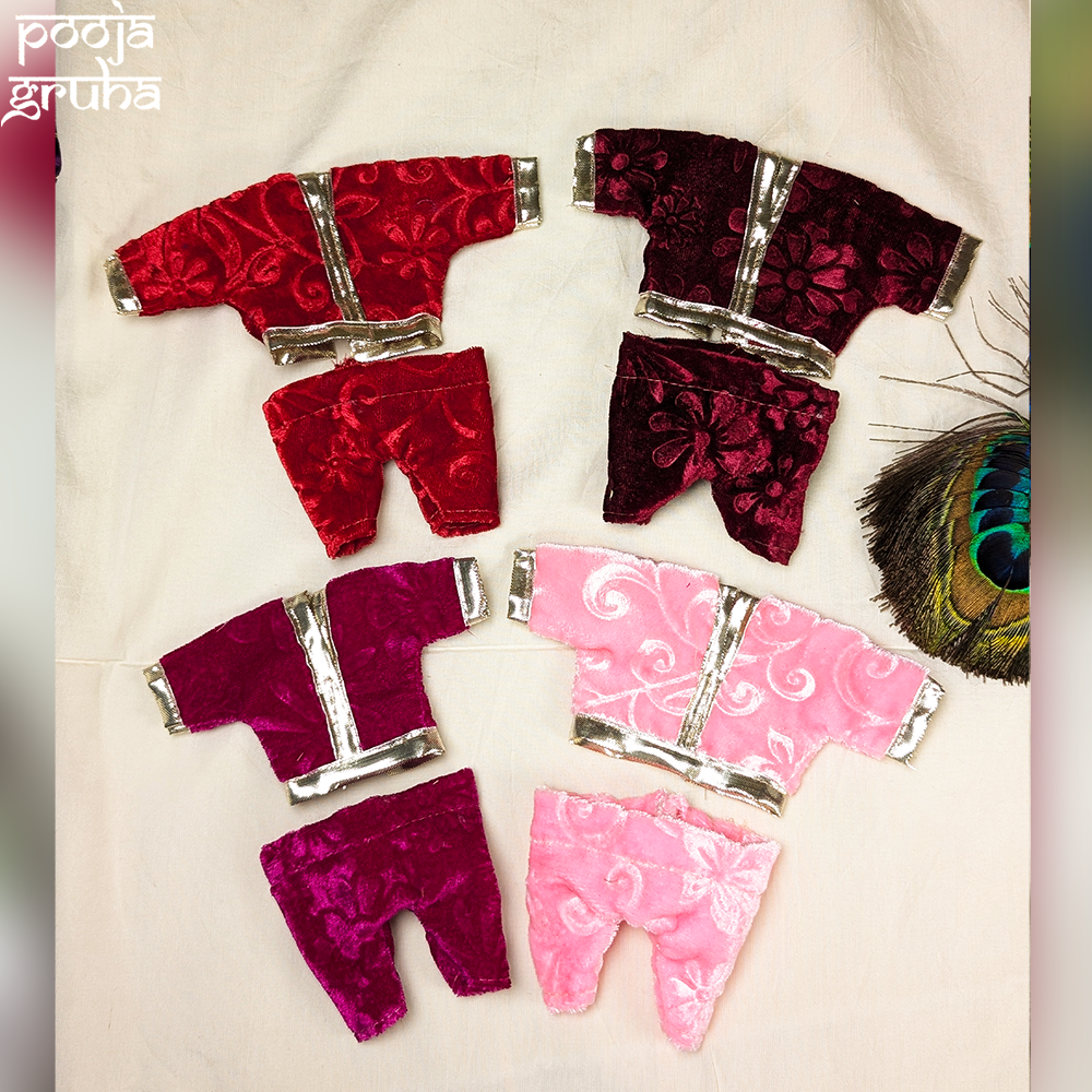 Shayan Velvet Night Suit Combo for Laddu Gopal (Set of 4 Colors)