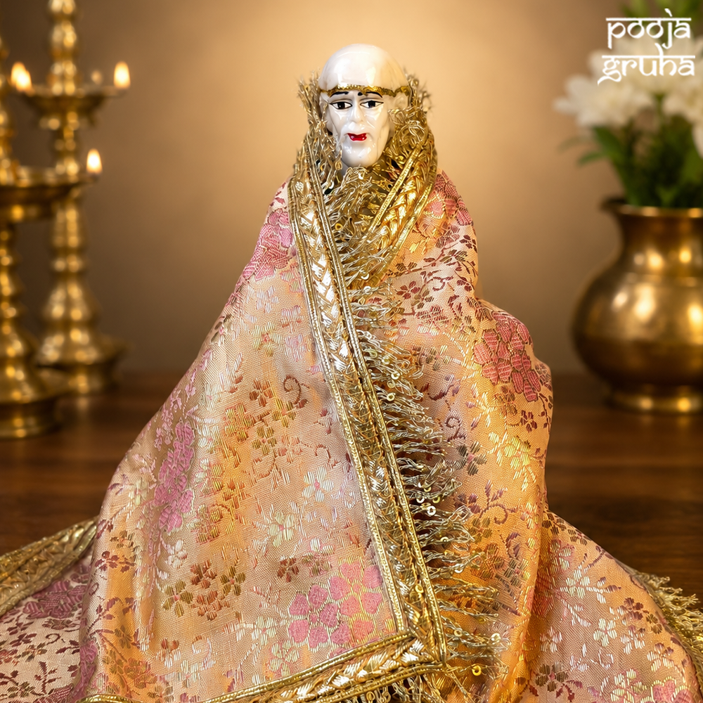 Pink silk brocade Chola for Gods
