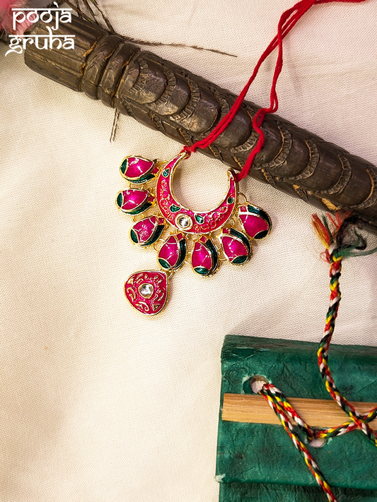 Bold Pink Crescent Pendant Necklace