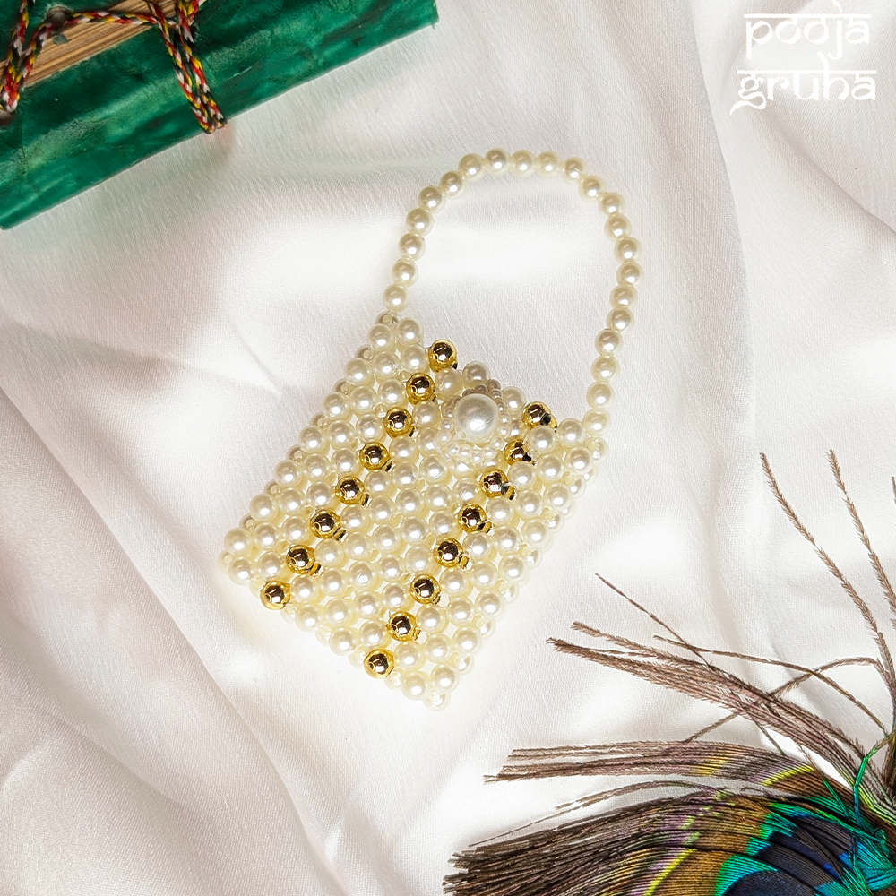 Handcrafted Pearl Beads Purse for Radha Rani Ji & Durga Maa