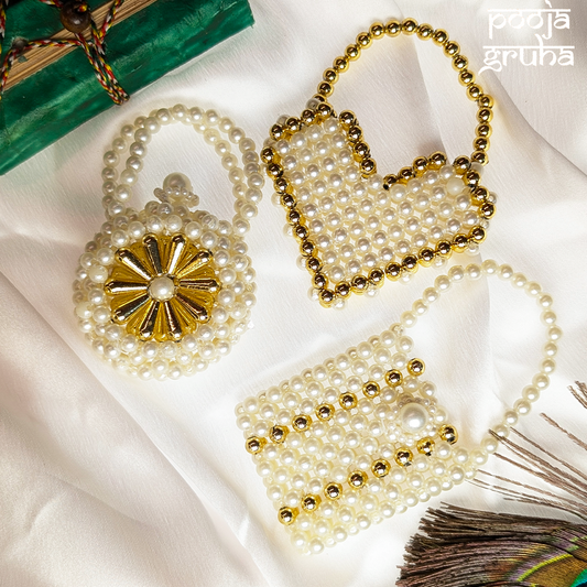 Handcrafted Pearl Beads Purse for Radha Rani Ji & Durga Maa