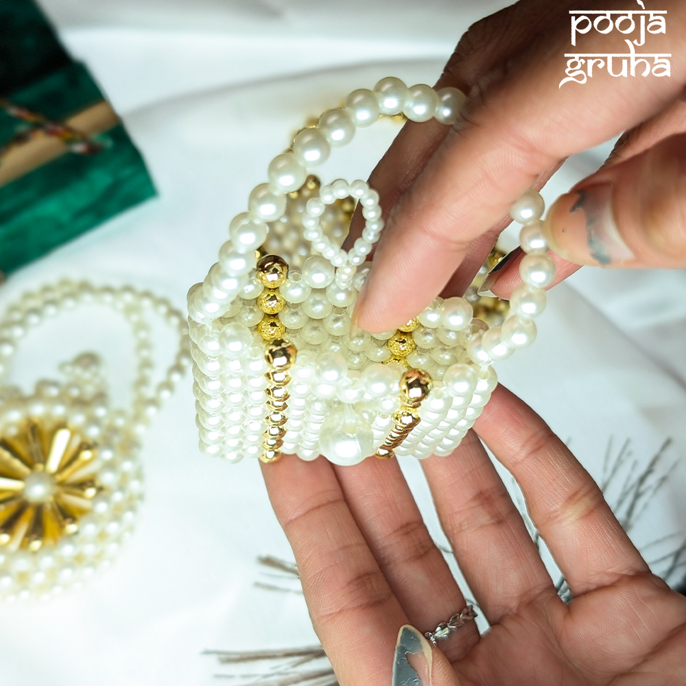 Handcrafted Pearl Beads Purse for Radha Rani Ji & Durga Maa
