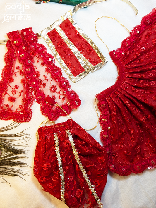 Raktkamal Lehenga & Dhoti Dress Set for Gods