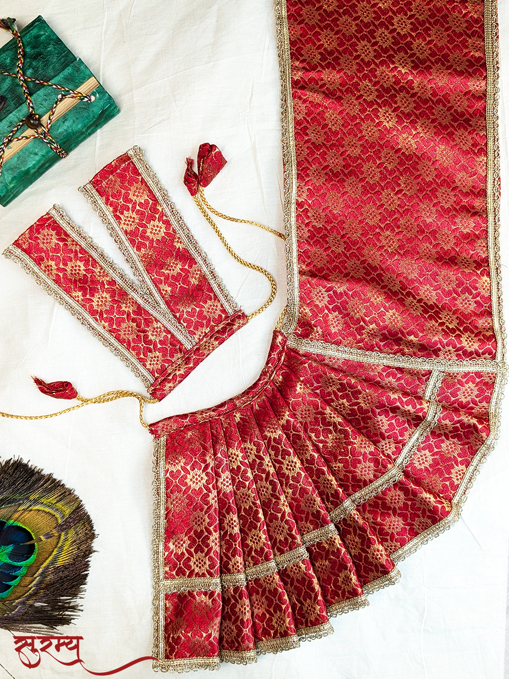 Kumkuma Devi Saree | Red Silk Brocade Saree for Mata Rani Ji