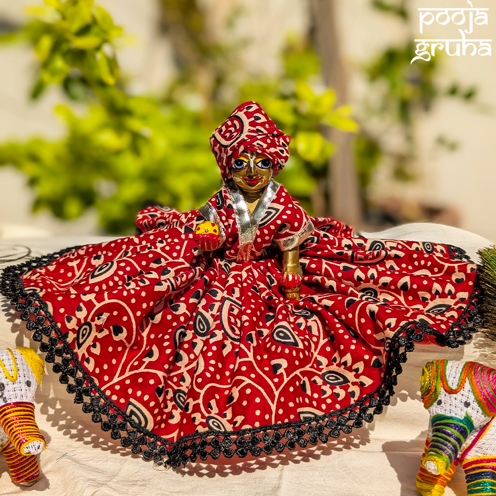 Raktambara Laddu Gopal Cotton Dress Set