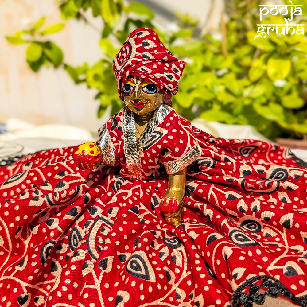 Raktambara Laddu Gopal Cotton Dress Set