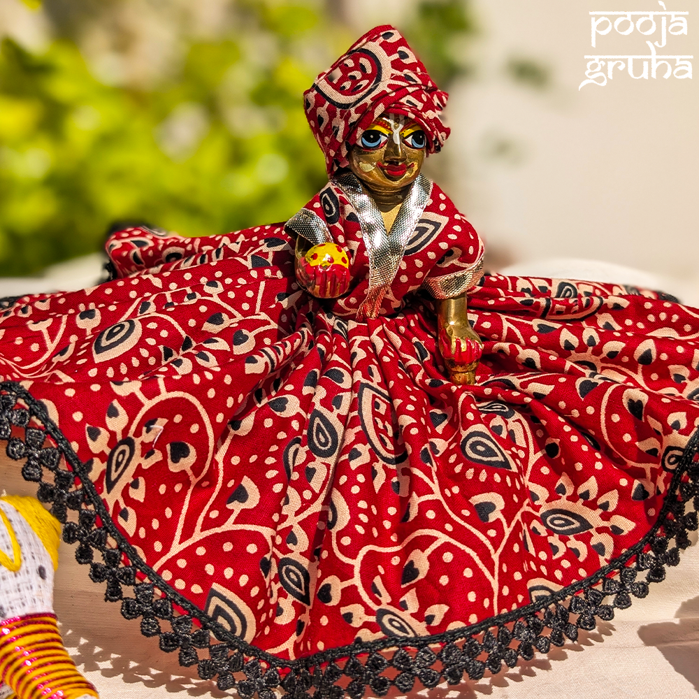 Raktambara Laddu Gopal Cotton Dress Set