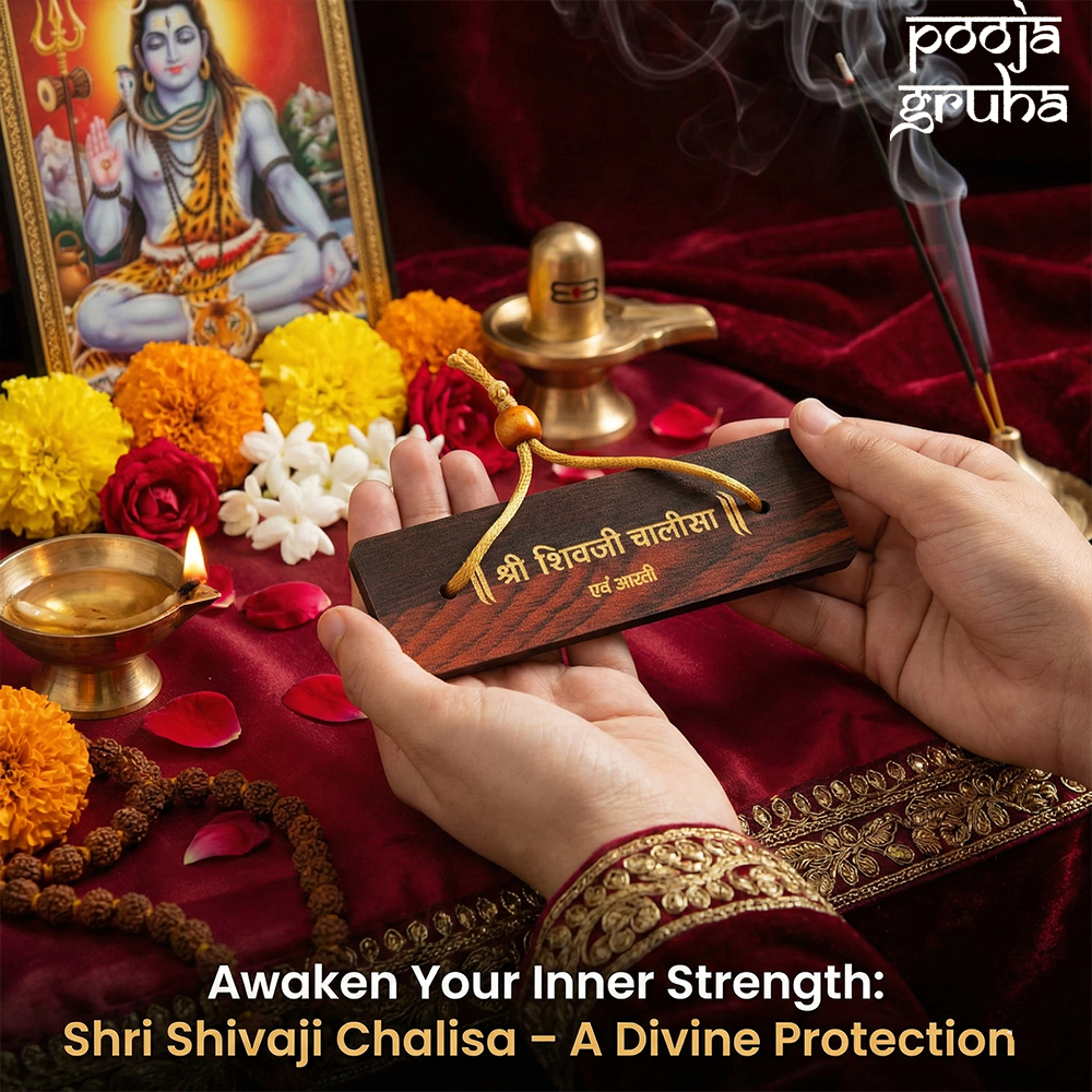 Wooden Shiv Chalisa | Pooja Gruha