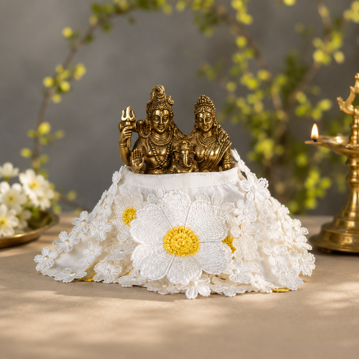 Shiv Parivar / Shiv Ji Floral Lehenga Patka Set
