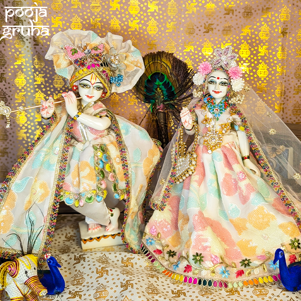 Shwet Pushpa Rang Radha Krishna Dress Set