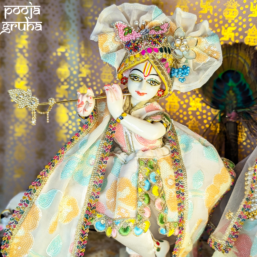 Shwet Pushpa Rang Radha Krishna Dress Set