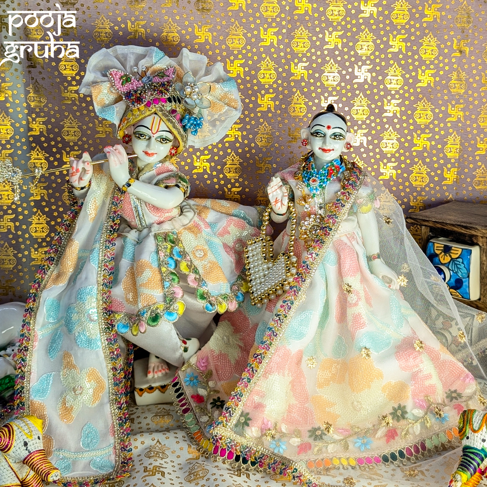 Shwet Pushpa Rang Radha Krishna Dress Set