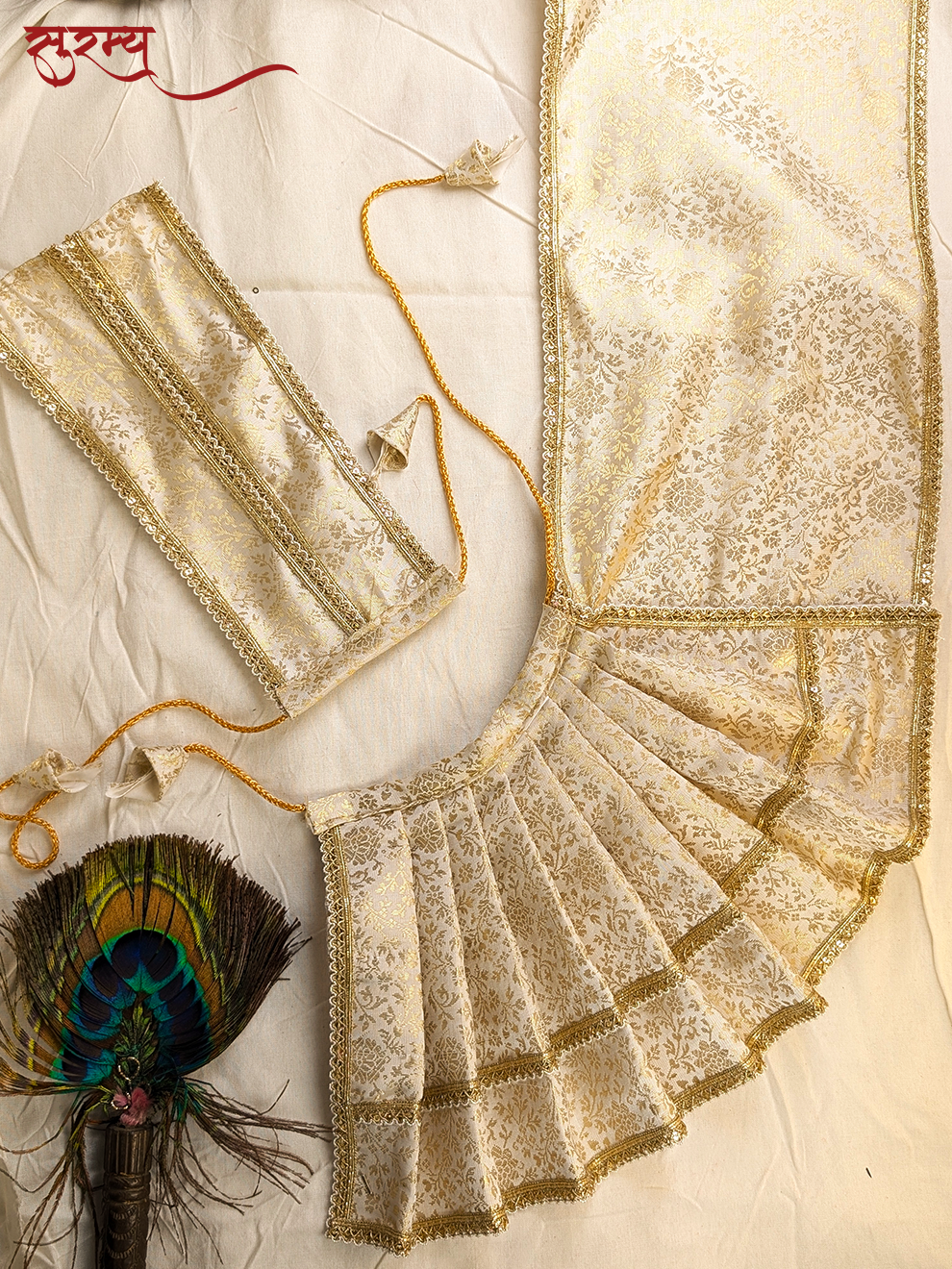 Shwet Kamal Saree | White Silk Brocade Saree for Mata Rani Ji