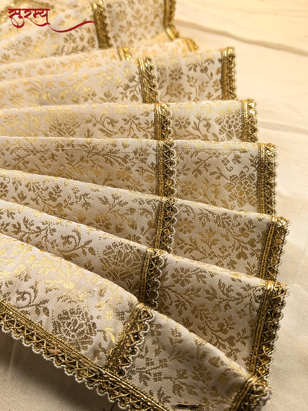 Shwet Kamal Saree | White Silk Brocade Saree for Mata Rani Ji