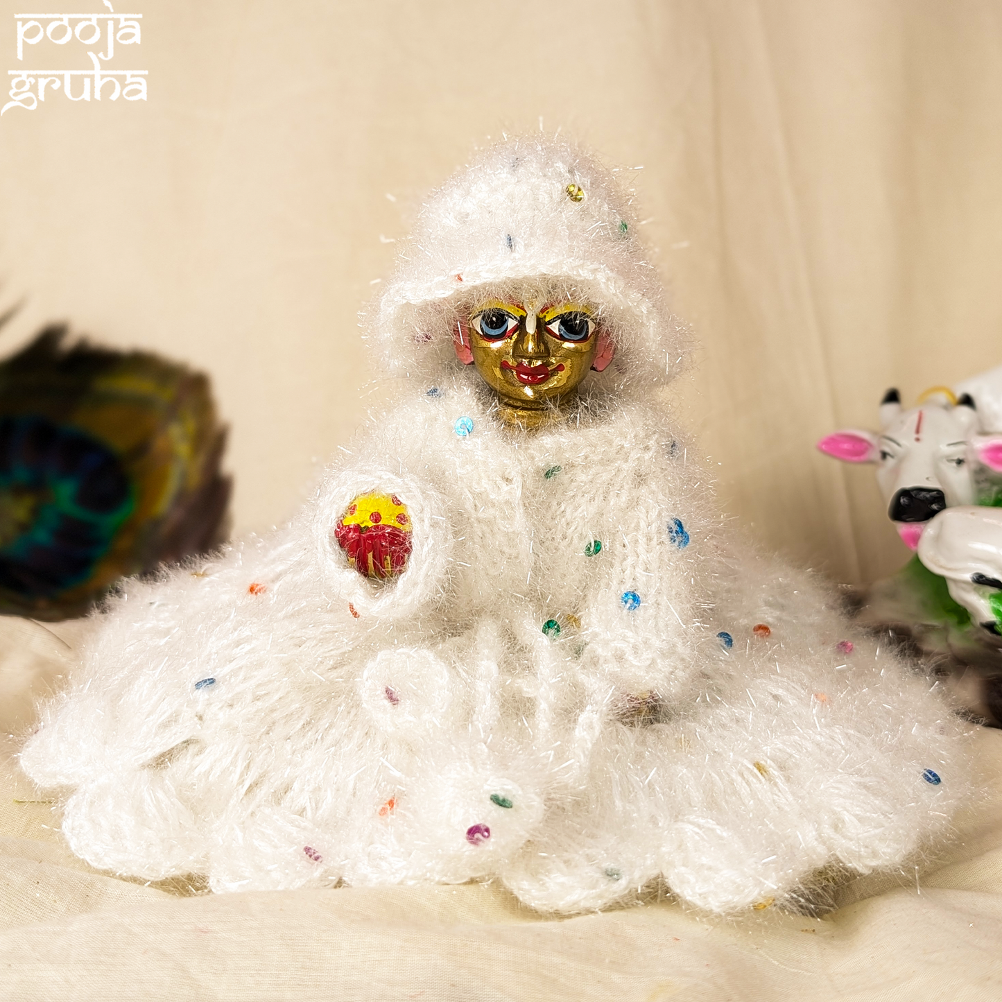 Woolen Divine Dress Set for Laddu Gopal | Handmade Winter Dress