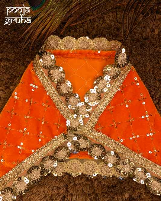 Kesari Vastram - Sacred Orange Velvet Shawl