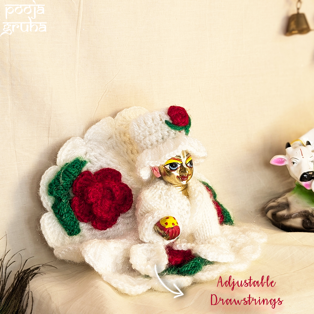 Woolen Rose Dress Set for Laddu Gopal