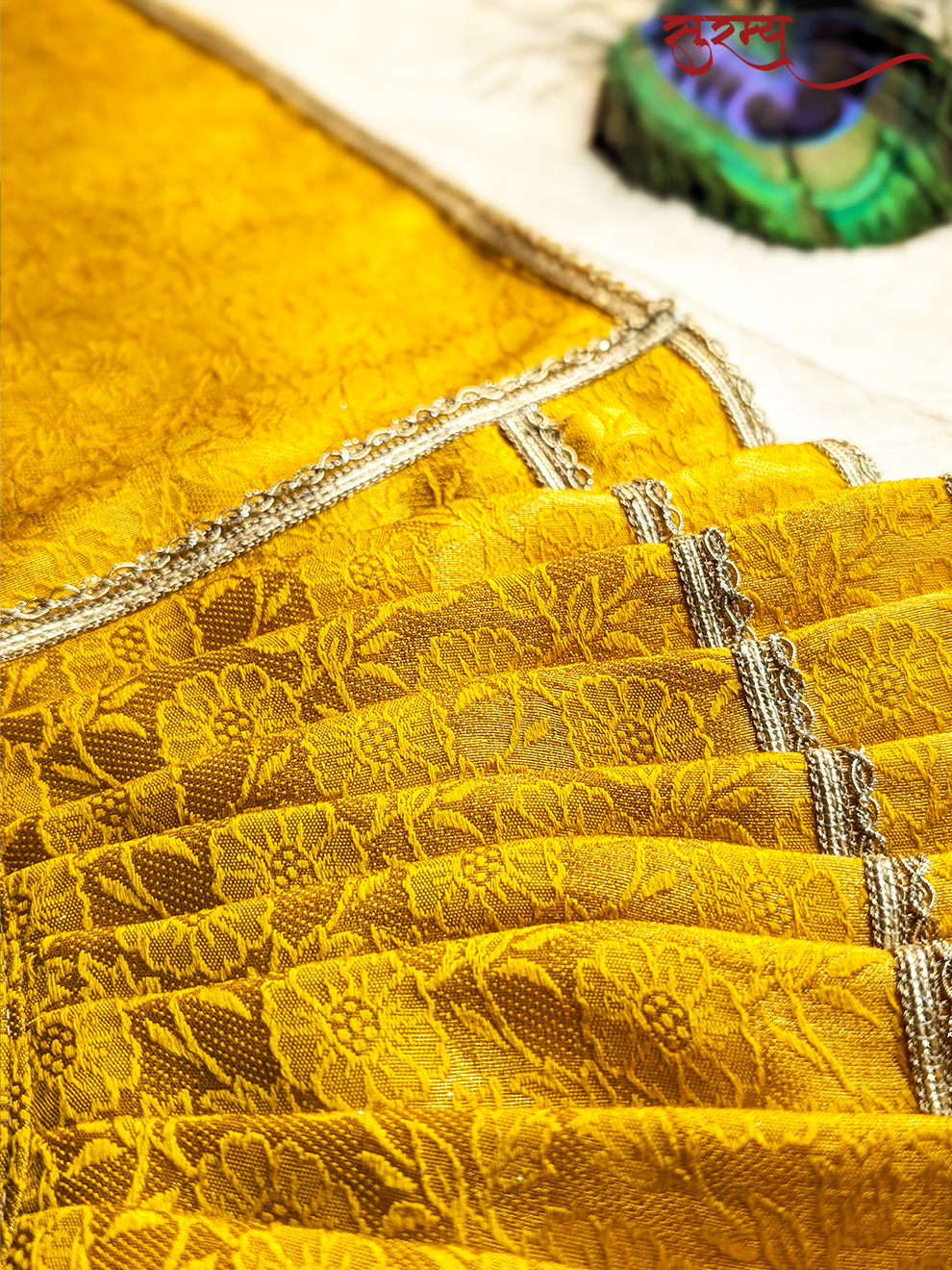 Suvarna Pushpa Saree | Yellow Silk Brocade Saree for Mata Rani Ji