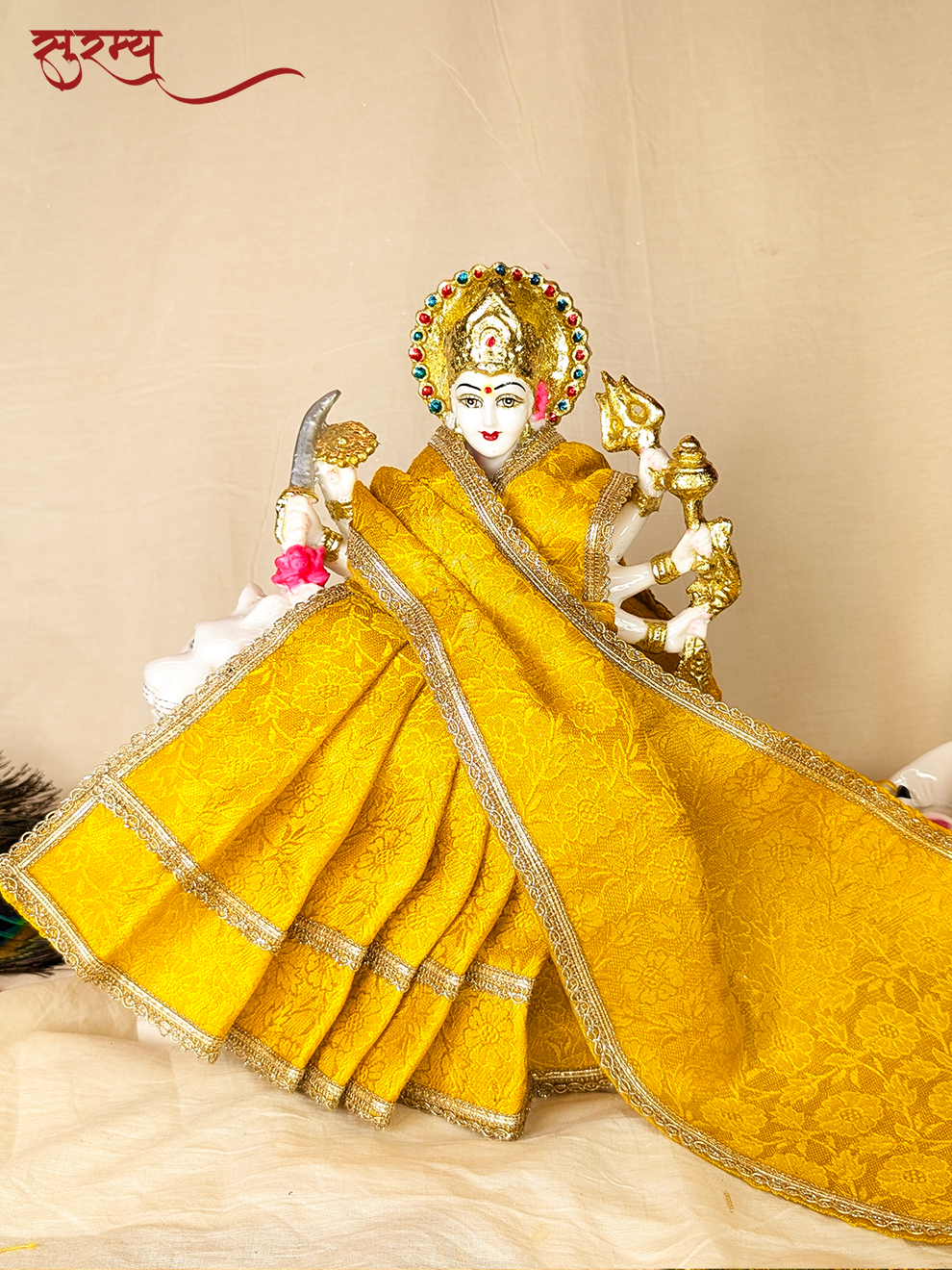 Suvarna Pushpa Saree | Yellow Silk Brocade Saree for Mata Rani Ji