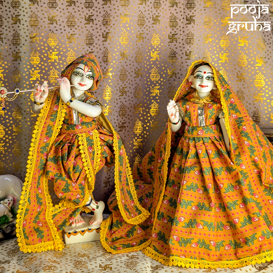 Lehenga & Dhoti sets for Radha Krishna Ji / Standing Idols Pooja Gruha Lehenga & Dhoti sets for Radha Krishna Ji / Standing Idols Pooja Gruha