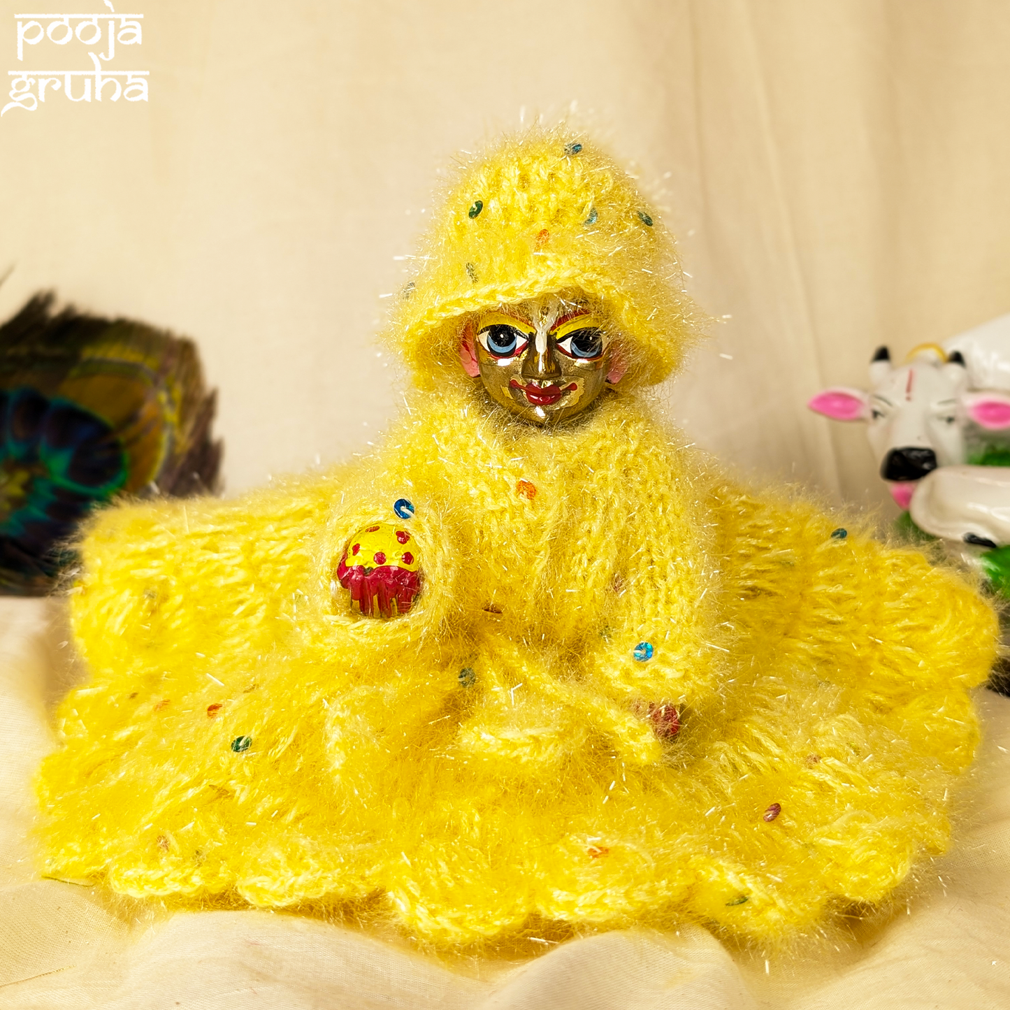 Woolen Divine Dress Set for Laddu Gopal | Handmade Winter Dress